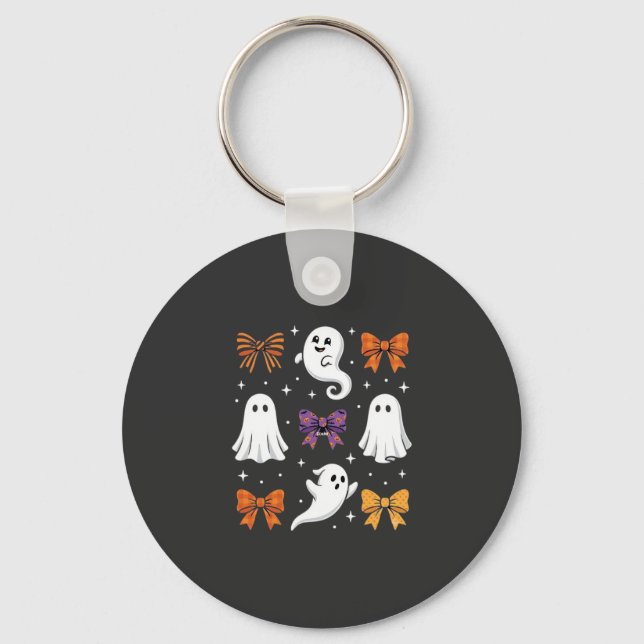 Söt spökdesign med slingor Halloween_1 Nyckelring (Framsida)