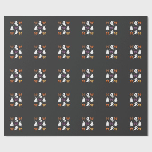 Söt spökdesign med slingor Halloween_1 Presentpapper (Platt)