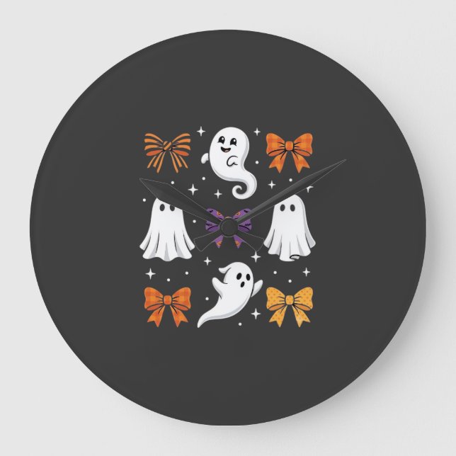 Söt spökdesign med slingor Halloween_1 Stor Klocka (Framsida)