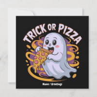 Söt spöke äter pizza kul kuslig trick-or-pizza