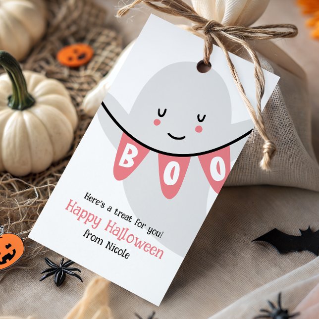 SÖT SPÖKE BOO HALLOWEEN BARN PRESENT PRESENTETIKETT (Skapare uppladdad)