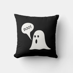Söt spöke BOO Halloween Svart och Orange Kudde