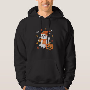 Söt spöke dricker iskaffe Halloween Hoodie