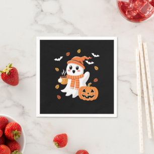 Söt spöke dricker iskaffe Halloween Pappersservett