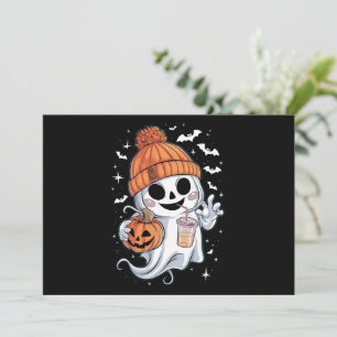 Söt spöke dricker kaffe Halloween Iced Coffee Inbjudningar