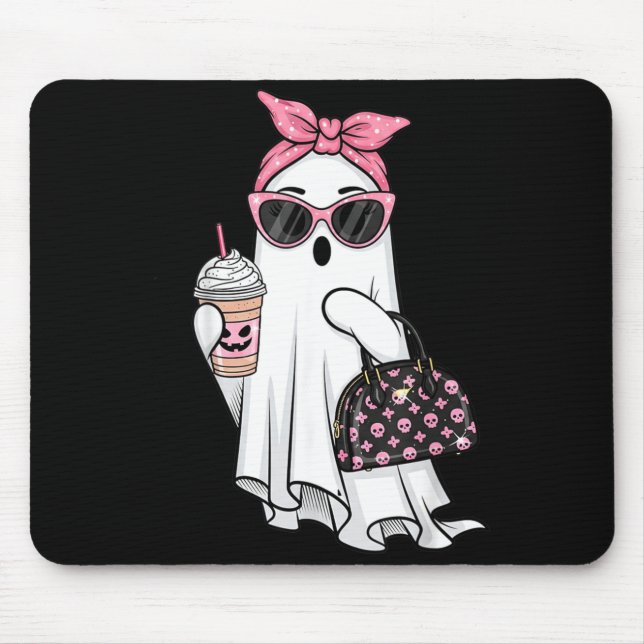Söt spöke dricker kaffe Halloween-spöke is Musmatta (Framsidan)