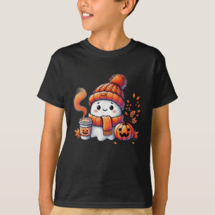 Söt spöke dricker kaffe Halloween spöke iskaffe T Shirt