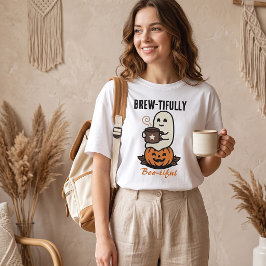 Söt spöke dricker kaffe Halloween T Shirt