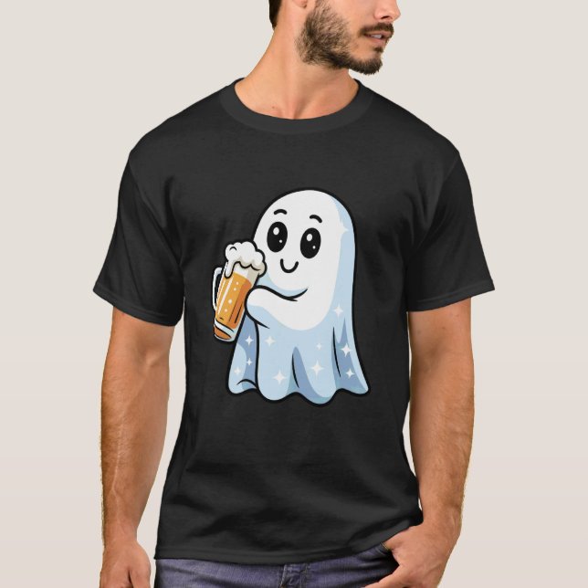 Söt spöke dricker öl Halloween småpojkar Ki T Shirt (Framsida)