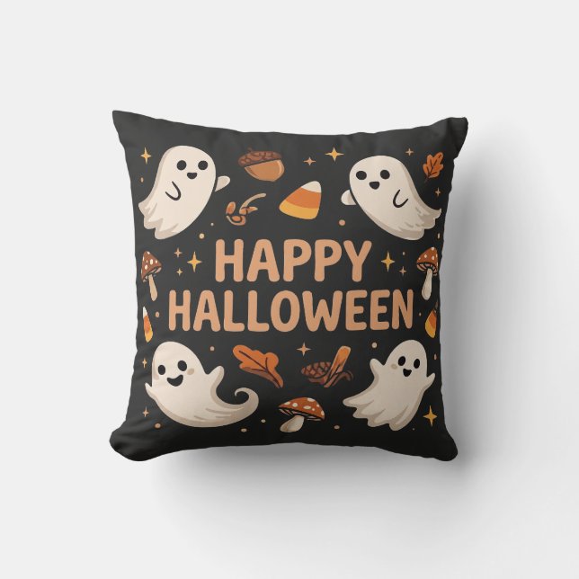 Söt spöke God Halloween Kudde (Framsida)