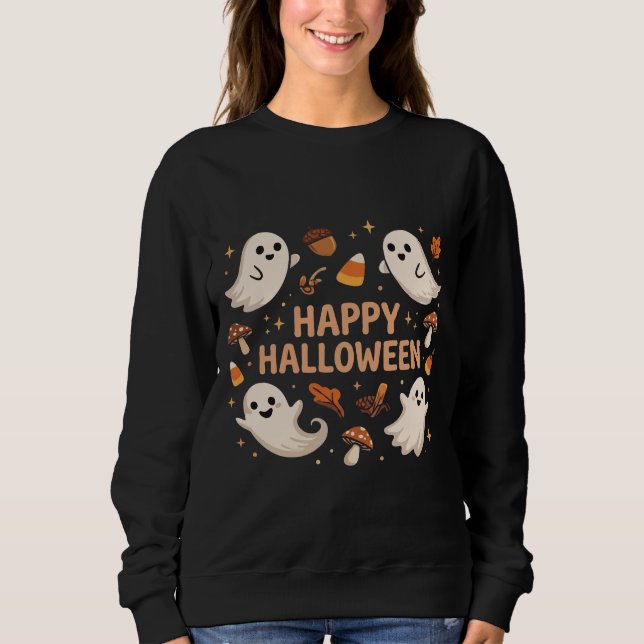 Söt spöke God Halloween T Shirt (Framsida)