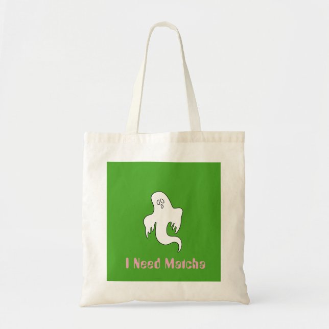 Söt Spöke Jag Behöver Matcha Kawaii Handväskor Tygkasse (Framsidan)