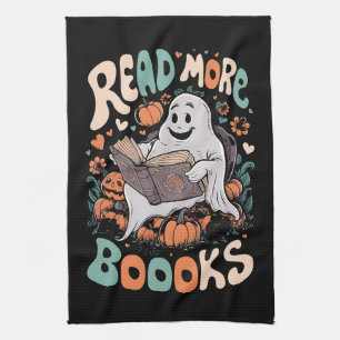 Söt spöke läs mer böcker lärare halloween kökshandduk