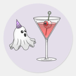 Söt spöke & läskig cocktail runt klistermärke