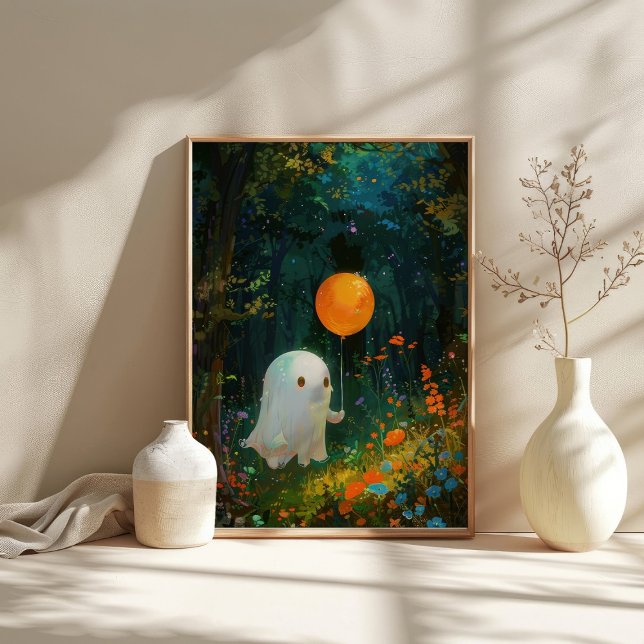 Söt spöke med ballong förtrollad Halloween Poster (Skapare uppladdad)