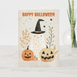 Söt spöke med Jack-o-Lyktor Glad Halloween Kort