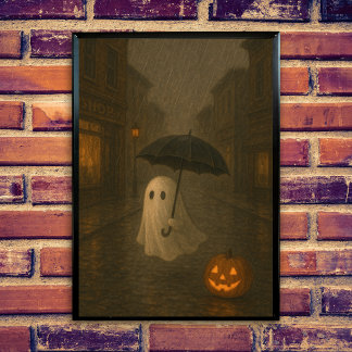 Söt spöke med paraply | Halloween Mörk Akademia Poster