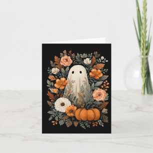 Söt spöke och höstpumpa blomster skum Halloween Kort