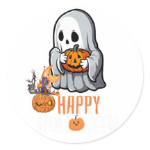 Söt spöke och pumpa "Glad Halloween" T-shirt