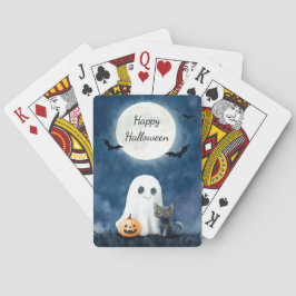 Söt spöke och svart katt Halloween Casinokort