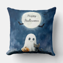 Söt spöke och svart katt Halloween