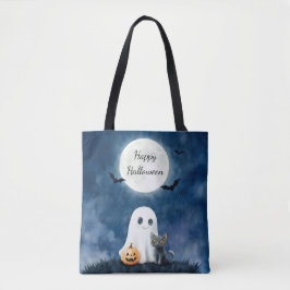 Söt spöke och svart katt Halloween Tygkasse