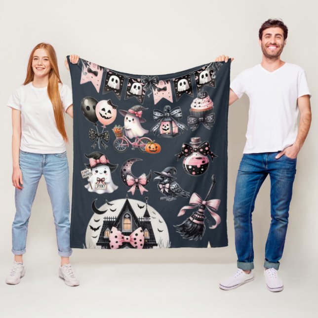 Söt spöke på Halloween Fleecefilt (På plats)