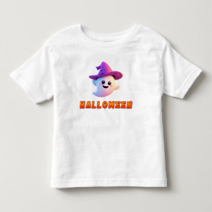 Söt spöke som bär lila häxhatt t shirt