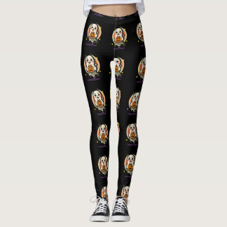 Söt spöke som håller pumpa godis hink Retro Hallow Leggings