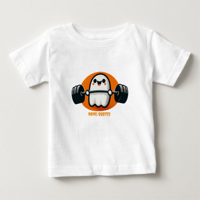 Söt spöke som lyfter vikter t shirt (Framsida)