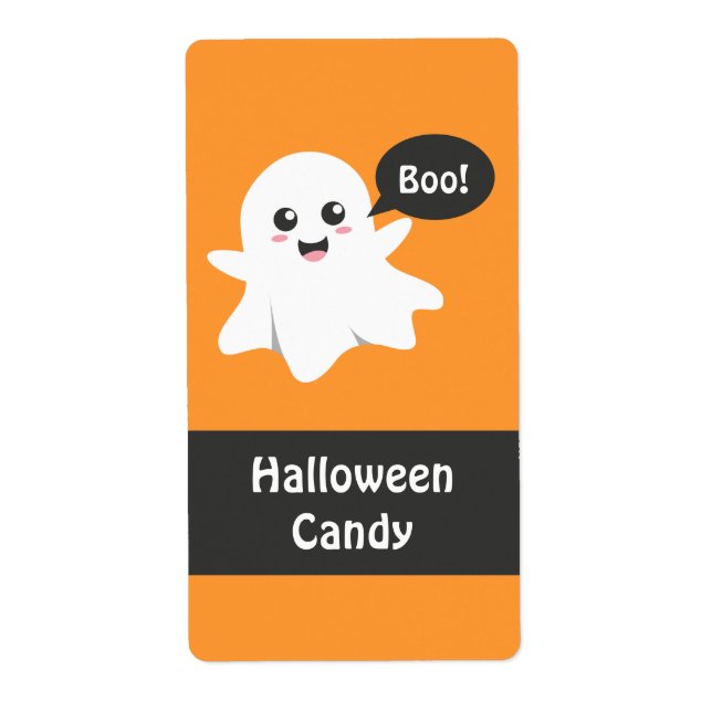 Söt spöke som säger Buu, Glad Halloween Fraktsedel (Framsidan)