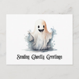 Söt spöke som skickar spöklika hälsningar Hallowee Helg Vykort