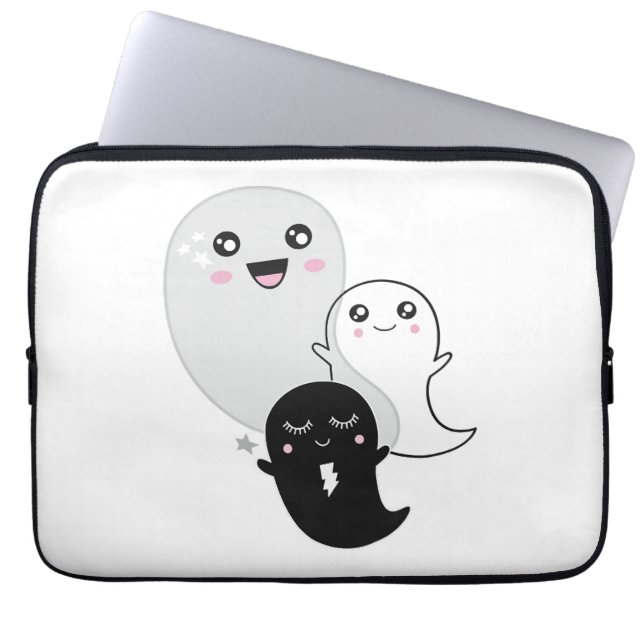 Söt spöken halloween kawaii laptop fodral (Framsidan)