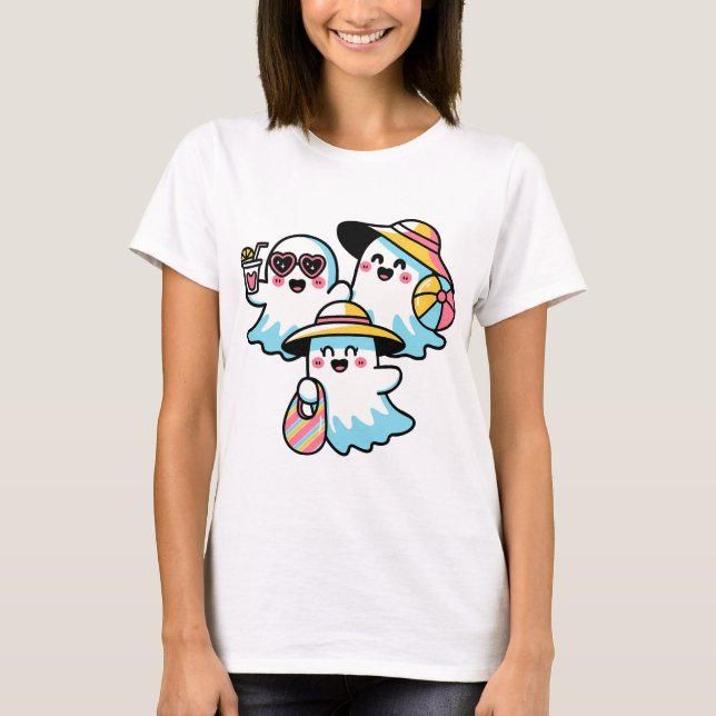 Söt Spöken på Beach T Shirt (Framsida)