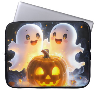 Söt spökfamilj Halloween-pumpa kuslig natt Laptop Fodral