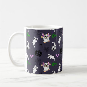 Söt spökfransk Bulldog-fladdermus pumpa Halloween Kaffemugg