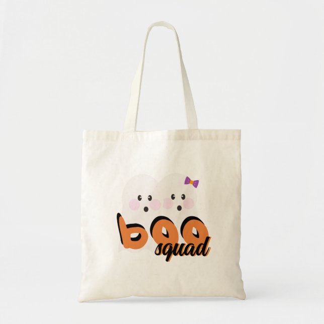 Söt spökghoul Boo-lag svart orange Tygkasse (Framsidan)