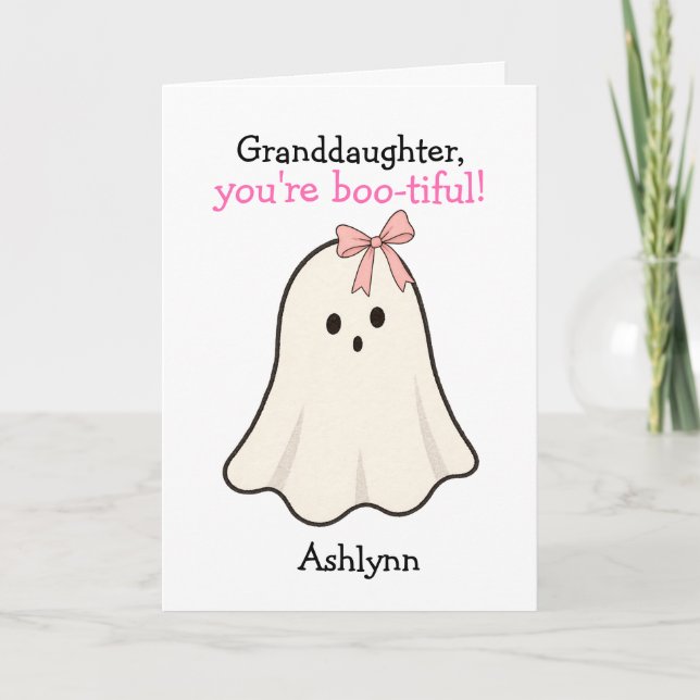Söt spökhalloween till sondotter kort (Framsida)