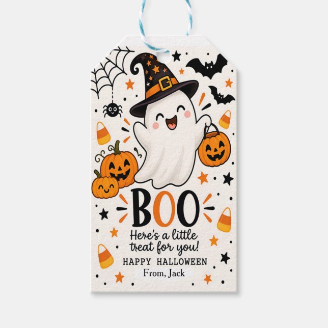 Söt spökhalloweenpresent Tag Presentetikett (Framsidan)