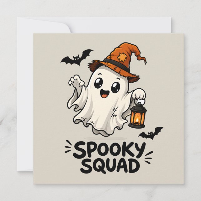 Söt spökhäxa hatt Halloween Boo Crew Kort (Framsida)