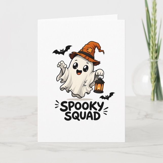 Söt spökhäxa hatt Halloween Boo Crew Kort (Framsida)