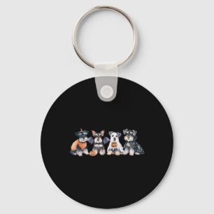 Söt spökhäxa Miniature Schnauzer Halloween hund Nyckelring