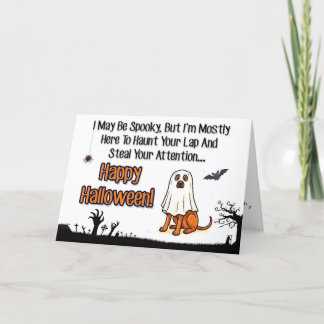 Söt spökhund Halloween-kort för djurälskare Helgkort