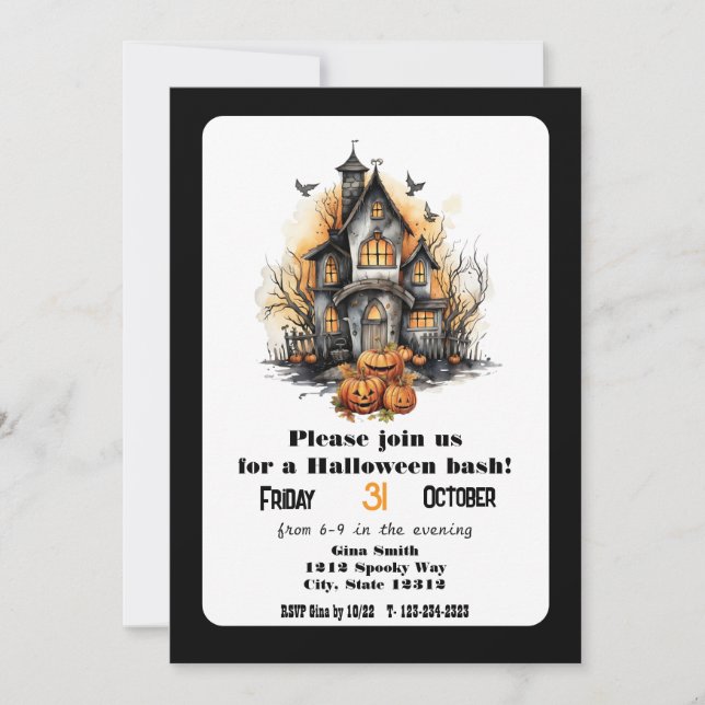 Söt spökhus Halloween-fest Inbjudningar (Framsida)