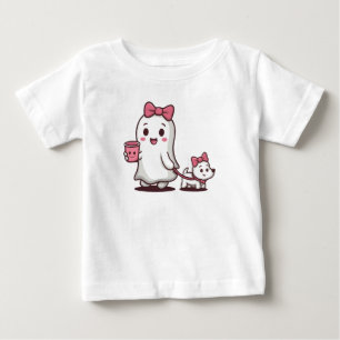 Söt spökig flickdräkt för barn Halloween med valp T Shirt