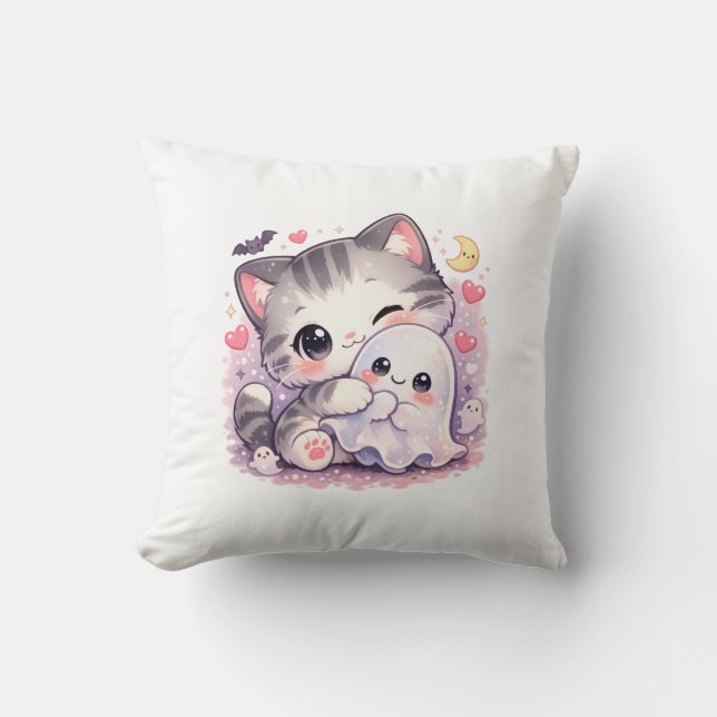 Söt spökisande kattunge kudde (Framsida)