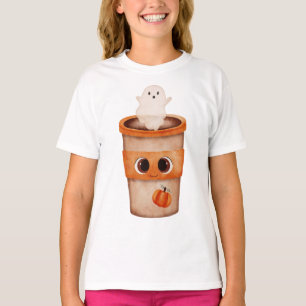 Söt spökkaffekopp barn Halloween T-shirt