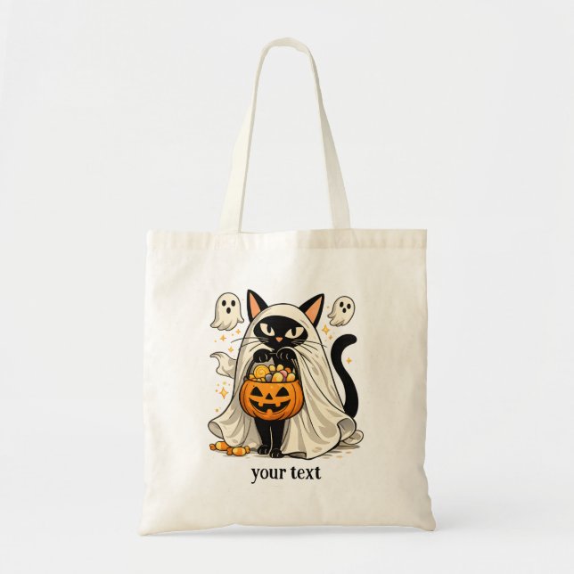 Söt spökkat trick or treat halloween tygkasse (Framsidan)