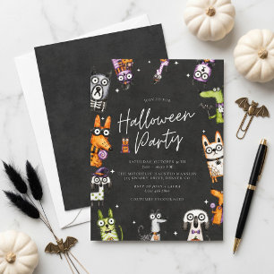 Söt spöklik akvarell Halloween-fest Inbjudningar
