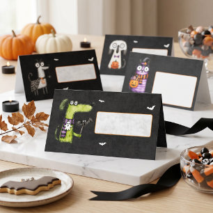 Söt spöklik akvarell Halloween-fest Placeringskort